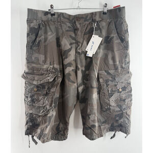Men's Cargo Shorts Elastic Waist Multi Pocket Hiking Outdoor Camo Cotton Sz 40..